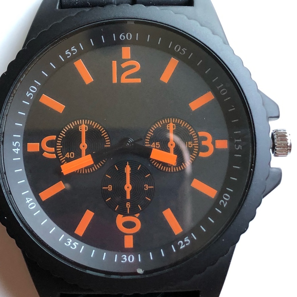 NIB Black Watch with Orange Numbers 3 Dials - Picture 7 of 8
